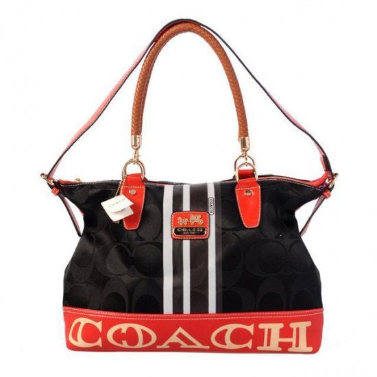 Coach Braided In Signature Large Black Totes BFQ - Click Image to Close